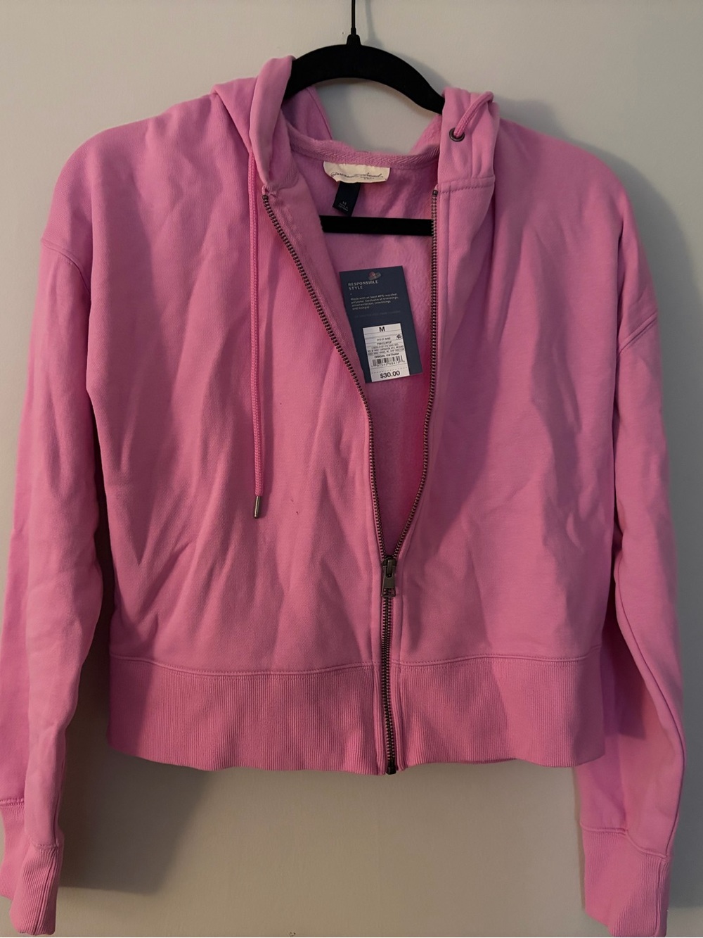 Cropped pink zip up hoodie